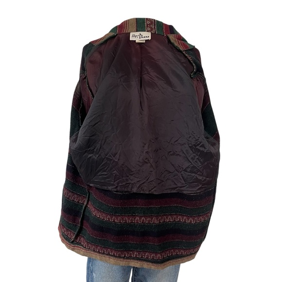 Vintage Southwestern stripe cotton blend blazer single breasted M - Picture 12 of 14